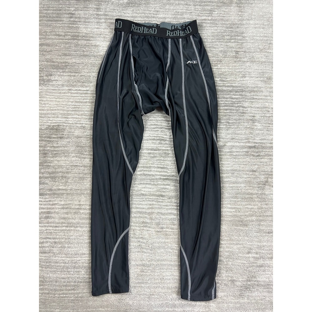 RedHead Leggings Men M Black Compression Base Layer Pants AXE Contrast Stitching